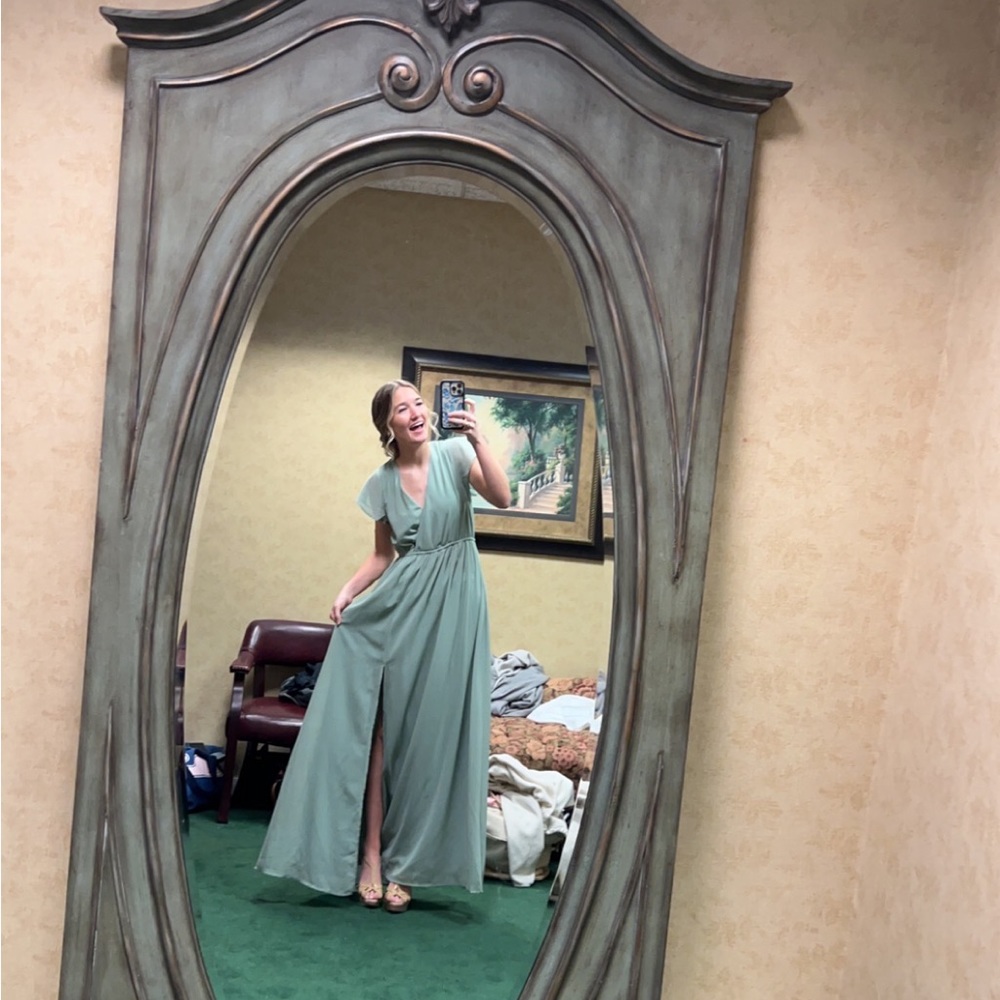 LULUS SAGE GREEN CAP SLEEVE BRIDESMAIDS DRESS